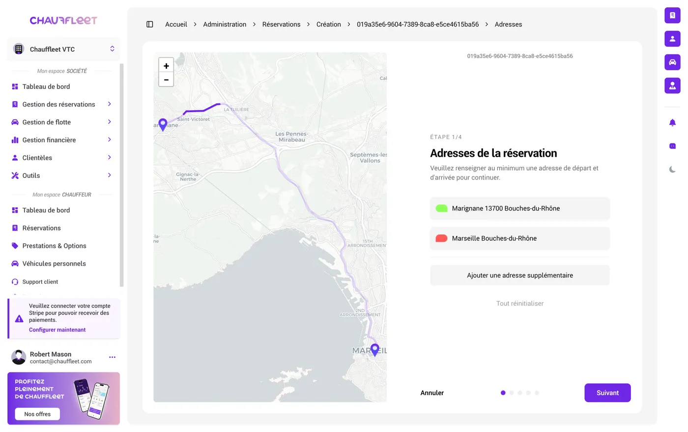 Illustration : Créer une réservation VTC étape par étape sur Chauffleet