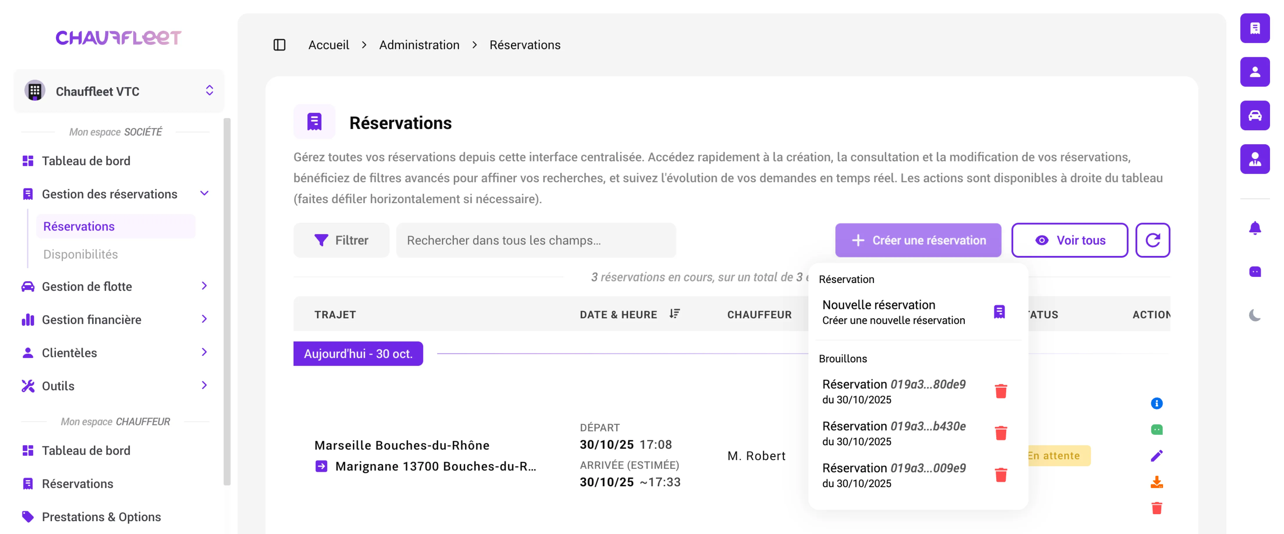 Image de la création de réservation
