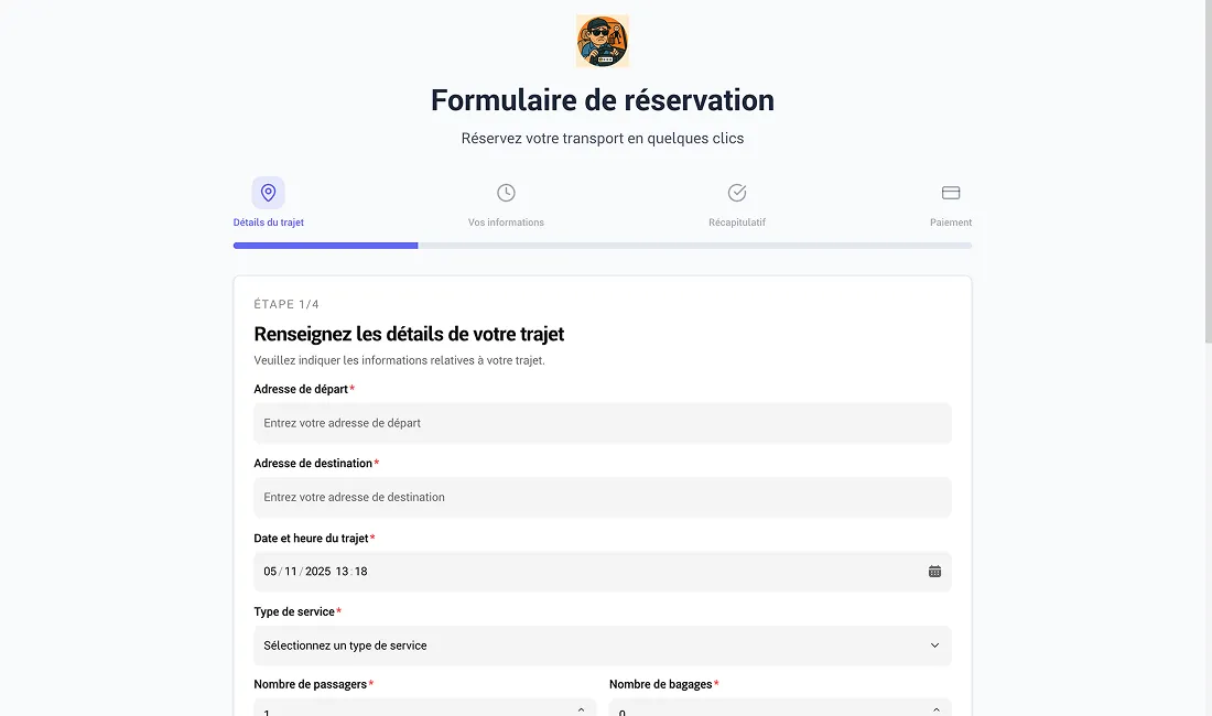 Formulaire de réservation gratuit pour votre site VTC