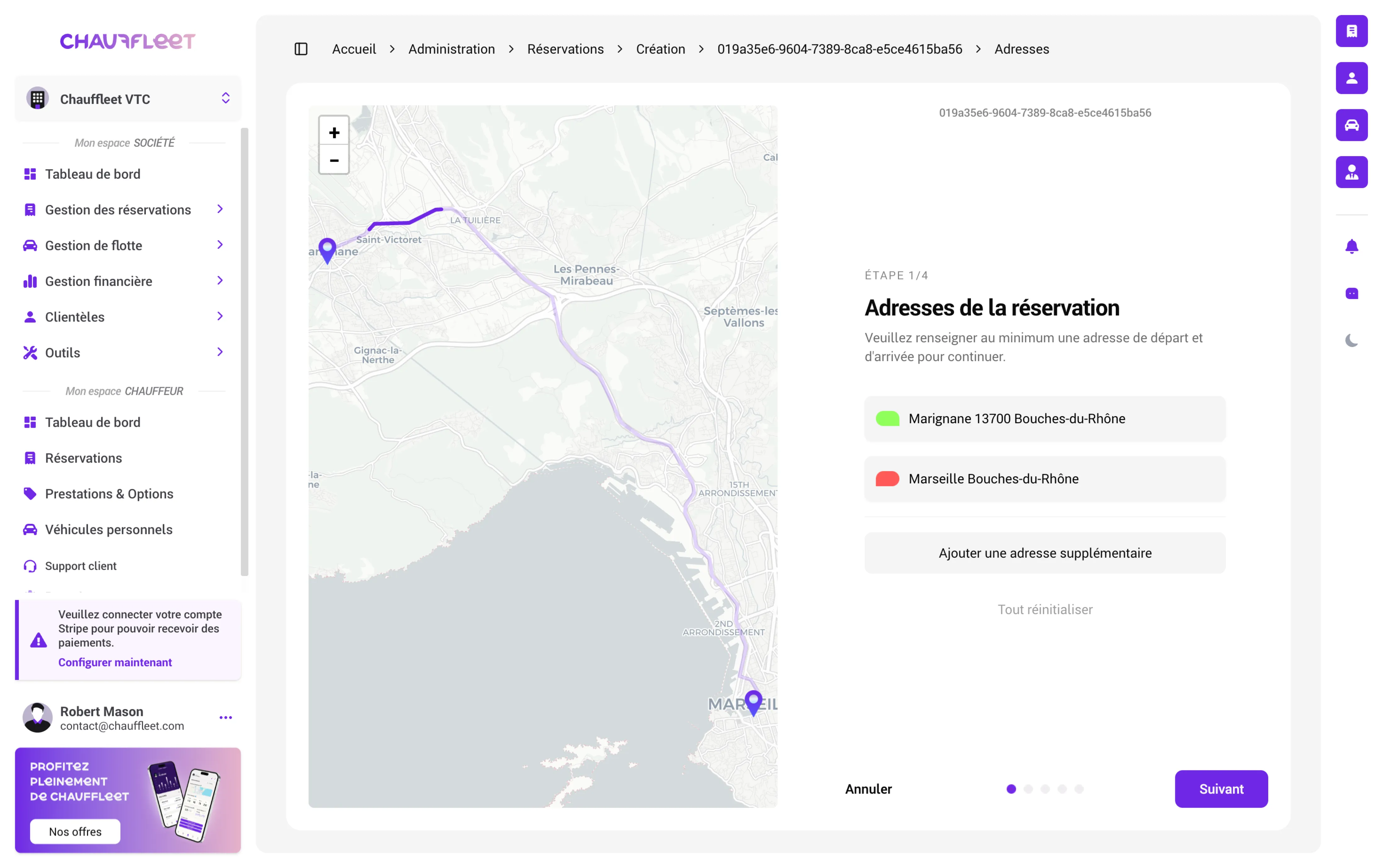 Image de la création de réservation (adresses)